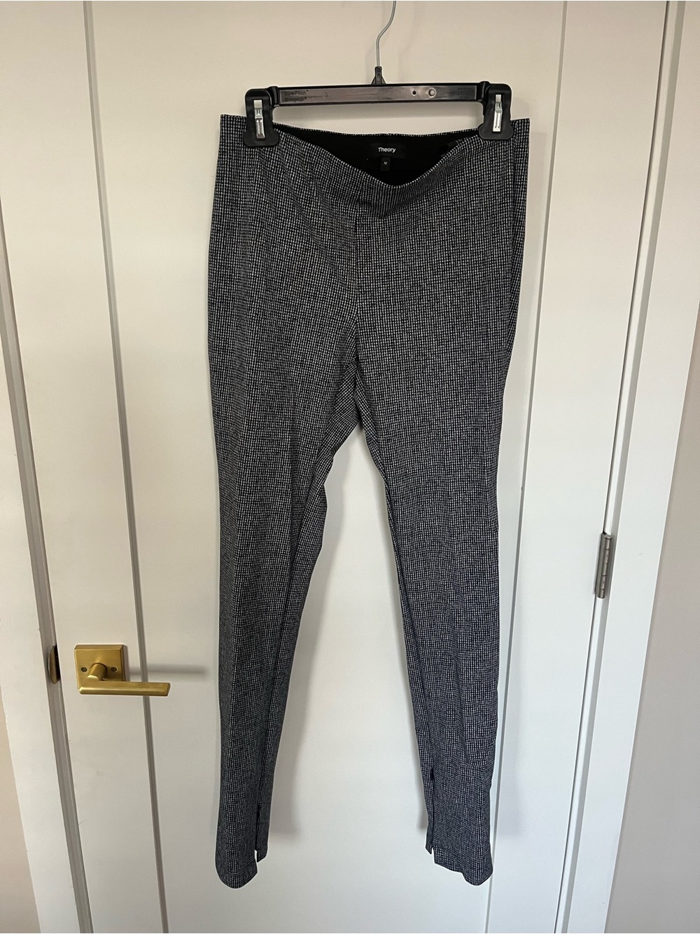 Theory Black & Gray Knit Ponte Slim Ankle Pants